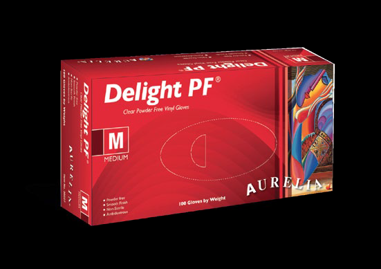 CLEAR Powder-Free Vinyl, 5.0g weight Delight Clear PF - Vynilové rukavice bez pudru